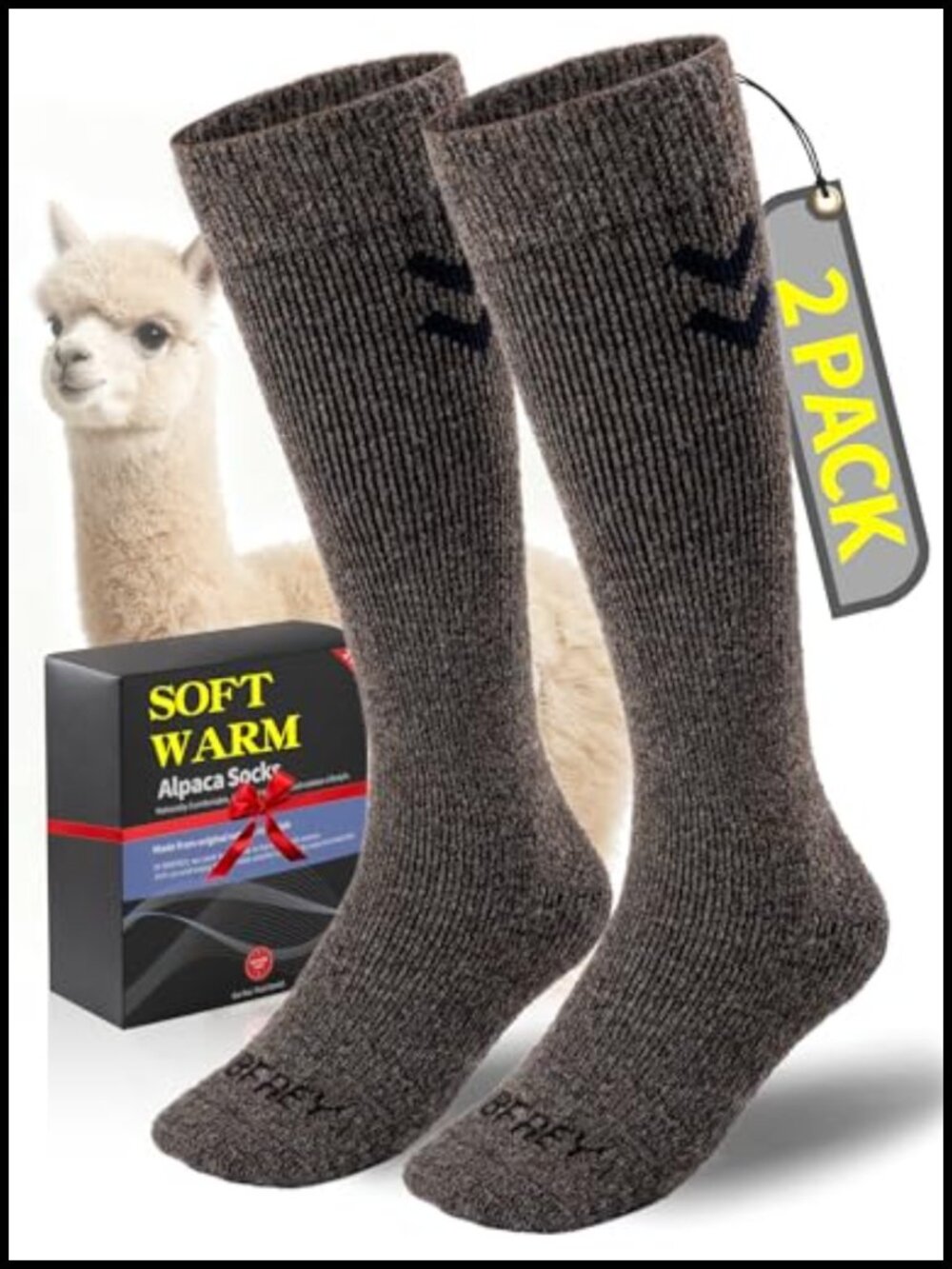 Alpaca Wool Boot Socks Over the Calf Thermal Hiking Socks